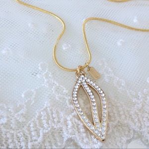 RARE! Coach Pave Leaf Charm Necklace